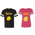 thumbnail image 1 of Better Half Matching Couple Cotton Jerseys (Men Black / Women Pink) (Men XL / Women S), 1 of 3