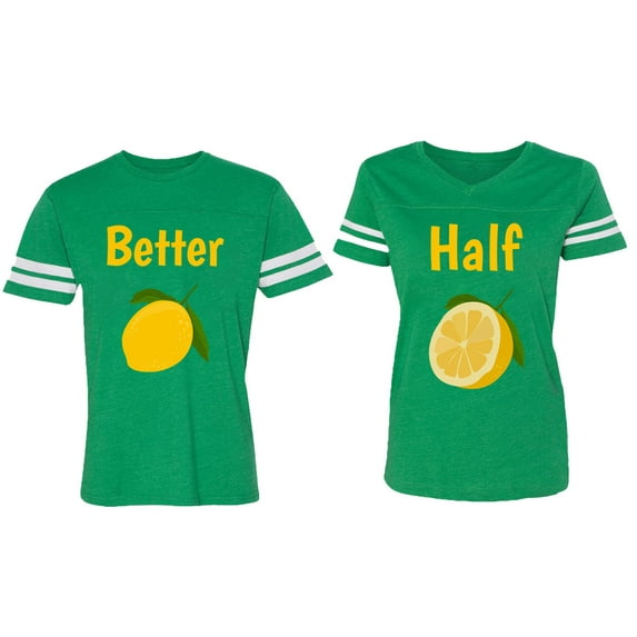 Better Half Matching Couple Cotton Jerseys (Men Green / Women Green) (Men XXL / Women XL)