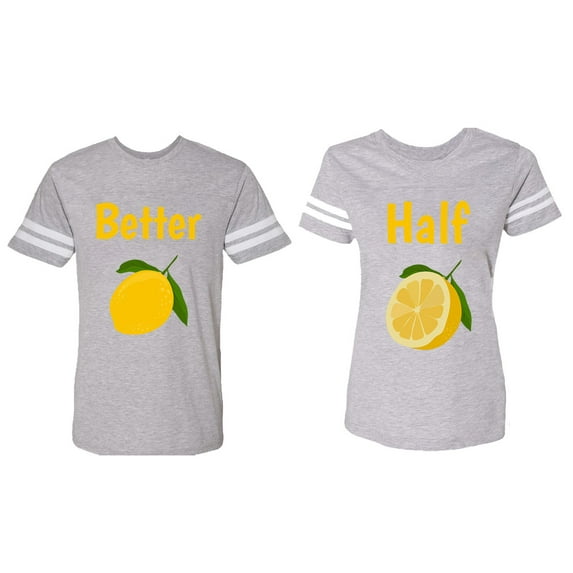 Better Half Matching Couple Cotton Jerseys (Men Heather / Women Heather) (Men XXL / Women S)