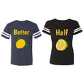 thumbnail image 1 of Better Half Matching Couple Cotton Jerseys (Men Navy / Women Black) (Men S / Women S), 1 of 3