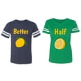 thumbnail image 1 of Better Half Matching Couple Cotton Jerseys (Men Navy / Women Green) (Men XXL / Women XL), 1 of 3