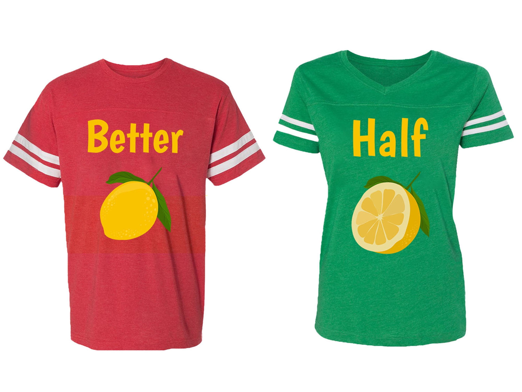 Better Half Matching Couple Cotton Jerseys (Men Red / Women Green) (Men