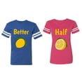 thumbnail image 1 of Better Half Matching Couple Cotton Jerseys (Men Royal / Women Pink) (Men M / Women M), 1 of 3