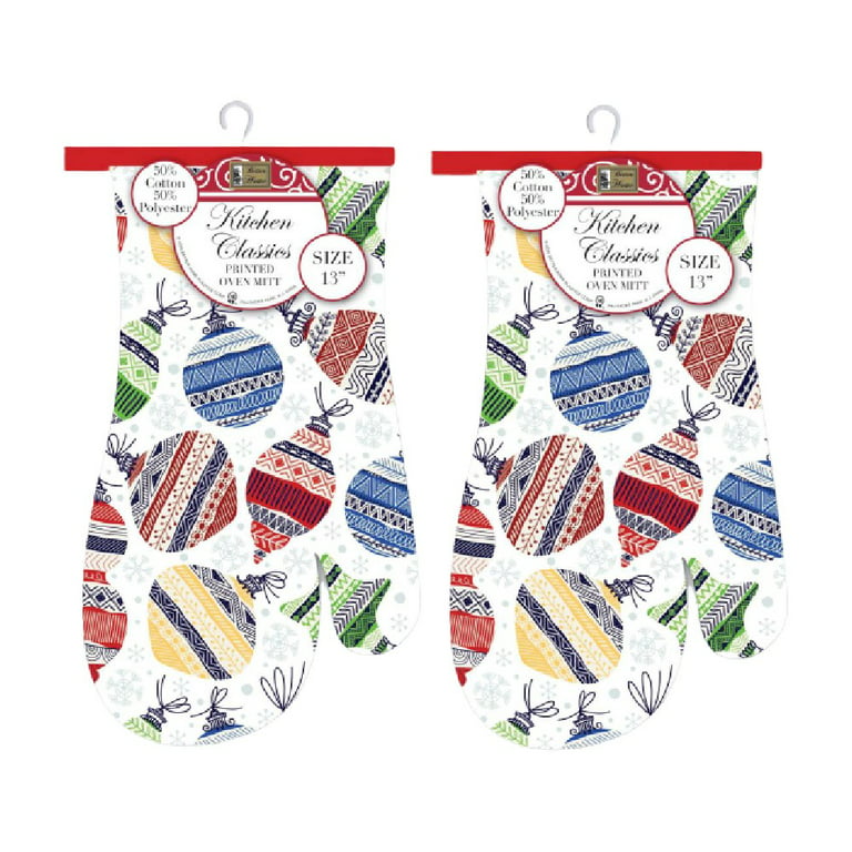 White Christmas Holiday Sprigs Kitchen Oven Mitt Christmas Holiday