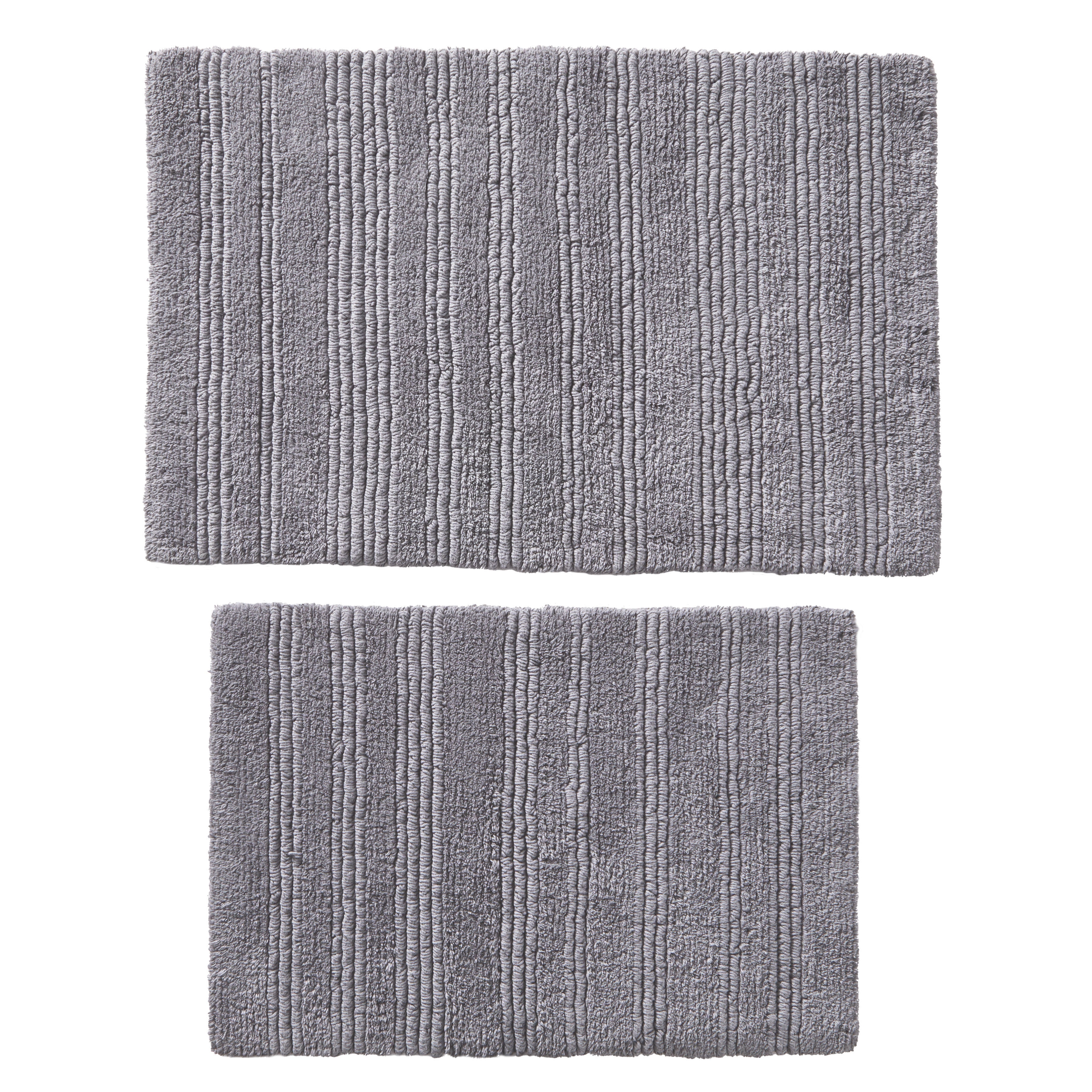 Better Homes & Gardens 17x24 in/20x30 in Gray Cut & Loop Reversible 2Pc Bath Rug Set