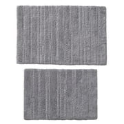 Better Homes & Gardens 17x24 in/20x30 in Gray Cut & Loop Reversible 2Pc Bath Rug Set