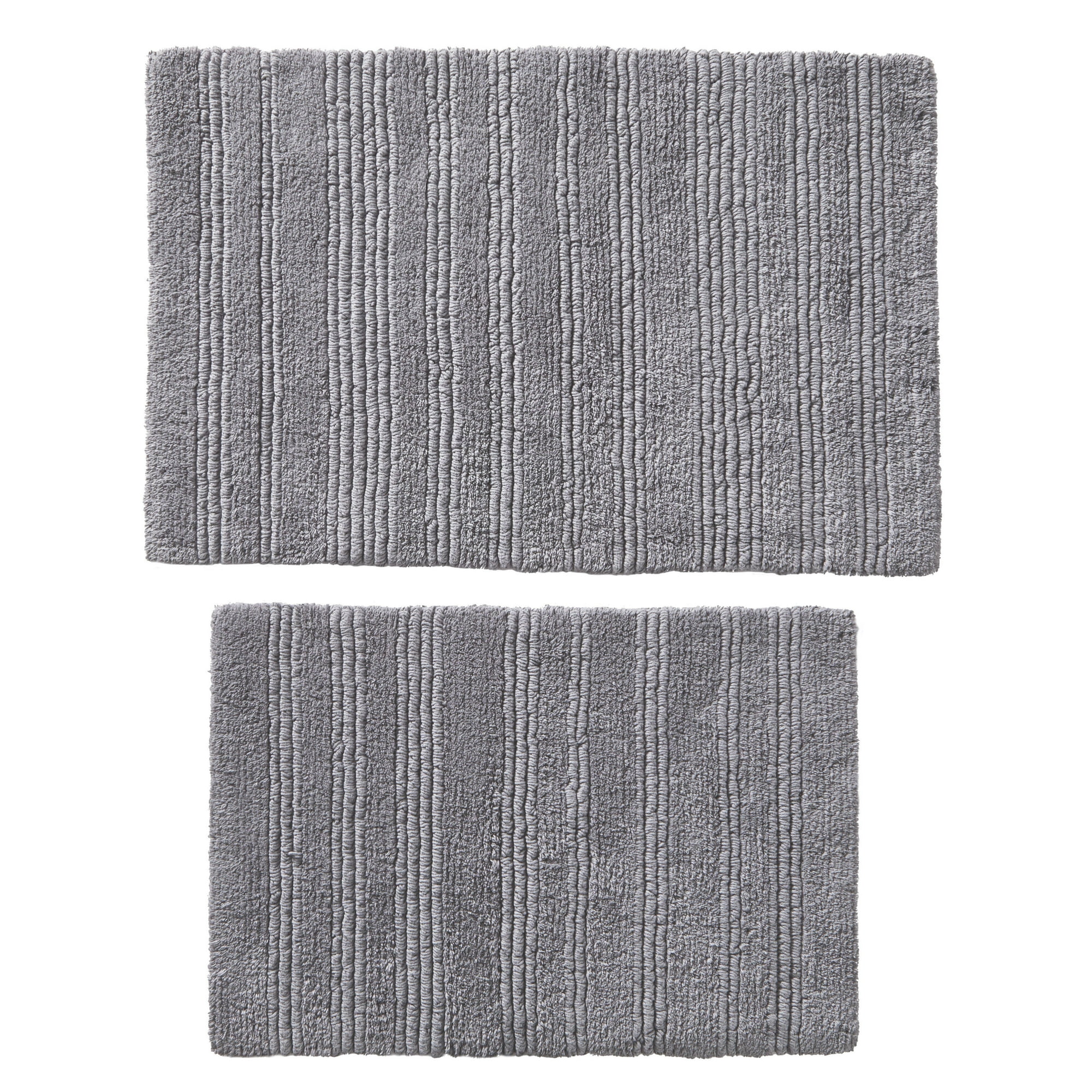 Better Homes & Gardens 17x24 in/20x30 in Gray Cut & Loop Reversible 2Pc Bath Rug Set