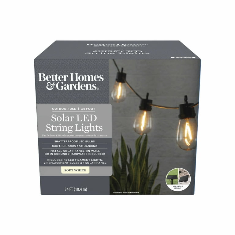 Better Home & Garden Solar String Lights for Decks, Patios, Backyards Better Home & Garden Solar String Lights for Decks, Patios, Backyards
