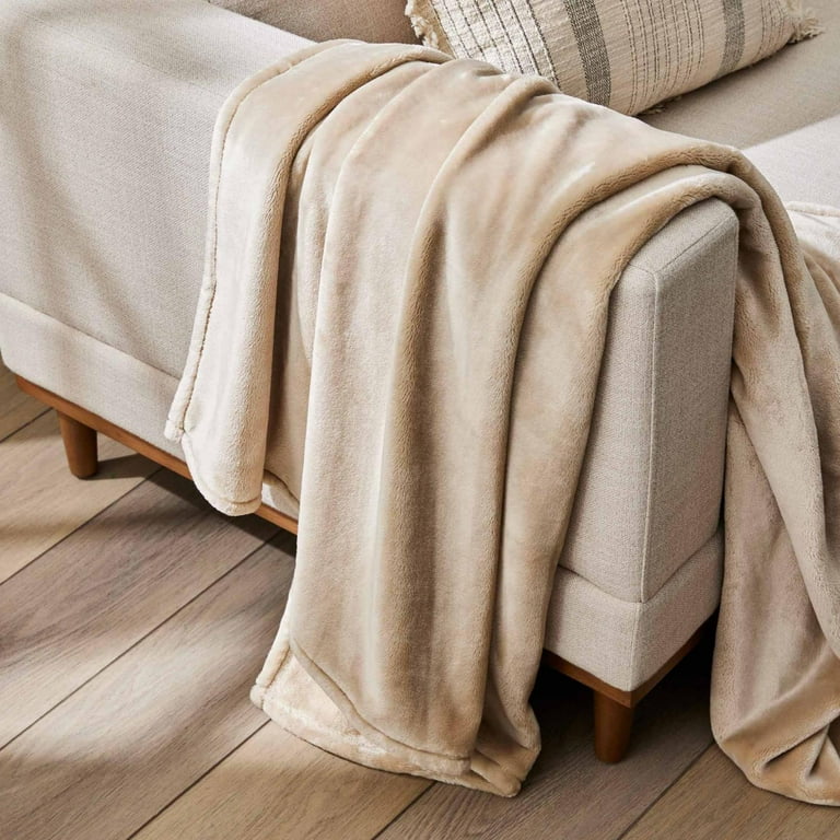 Better Homes Gardens Solid Velvet Plush Adult Throw 50 x 72 Almond Biscuit Walmart