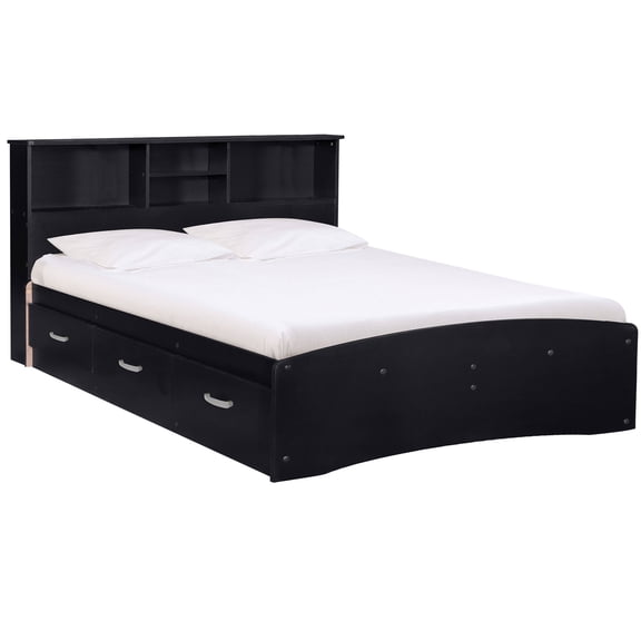 Better Home Products California Wooden Full Captains Bed in Black