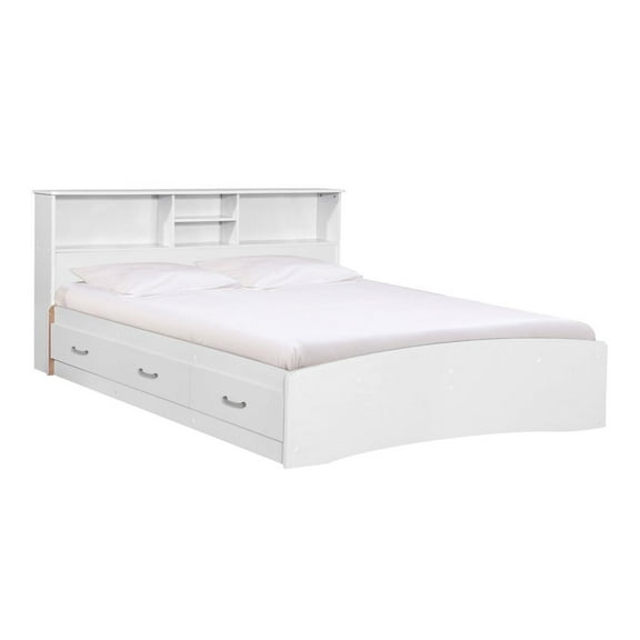 Better Home Products California Wooden Queen Captains Bed in White