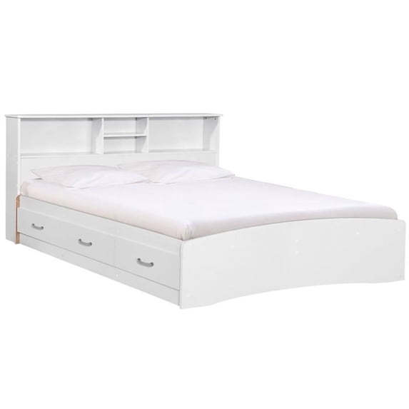 Better Home Products California Wooden Queen Captains Bed in White