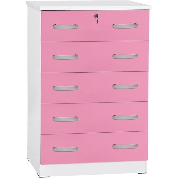 Better Home Products Modern Cindy 5 Drawer Wooden Chest Dresser with ...