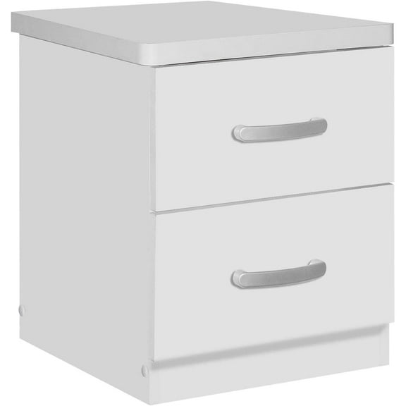 Better Home Products Cindy Faux Wood 2 Drawer Nightstand in White