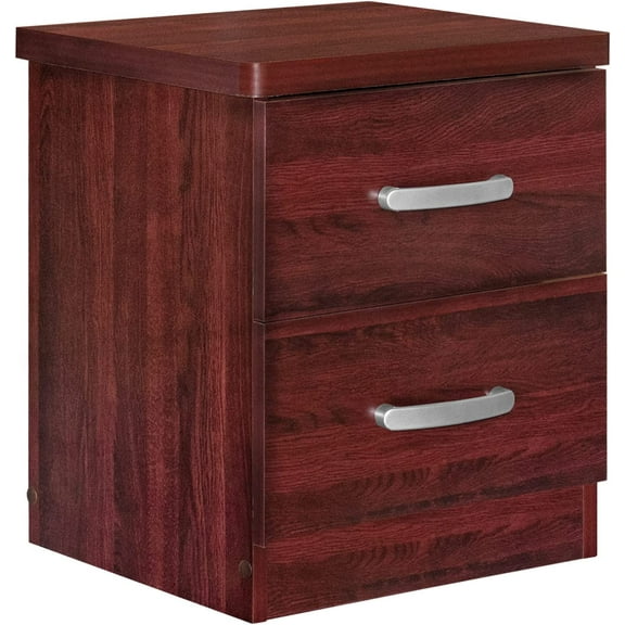 Better Home Products Cindy Faux Wood 2 Drawer Nightstand in Mahogany