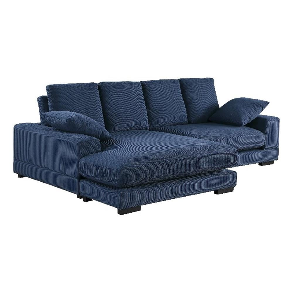 Better Home Products Daisy Convertible Sofa/L-Shaped Design in Blue Corduroy