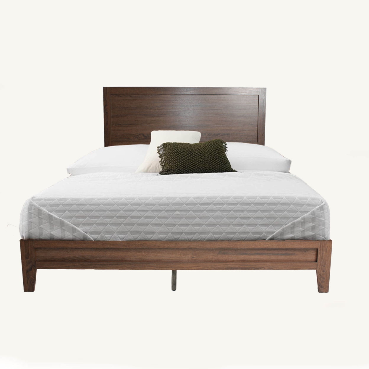 Mahogany Queen Wood Frame Platform Bed with Headboard and Slats