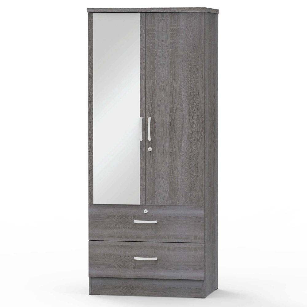 Better Home Products Grace Armoire Wardrobe with Mirror & Drawers in