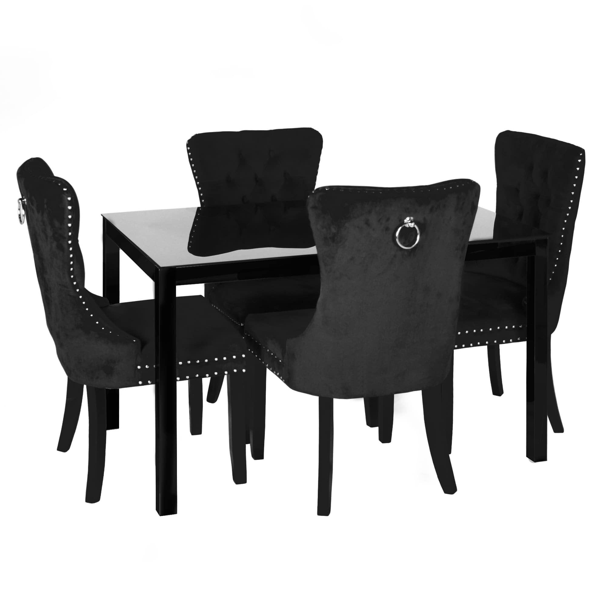 Better Home Products Lisa Glass Dining Table Set for 4 with Black
