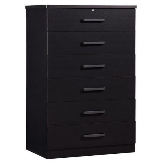 Better Home Products Liz Super Jumbo 6 Drawer Storage Chest Dresser in Black