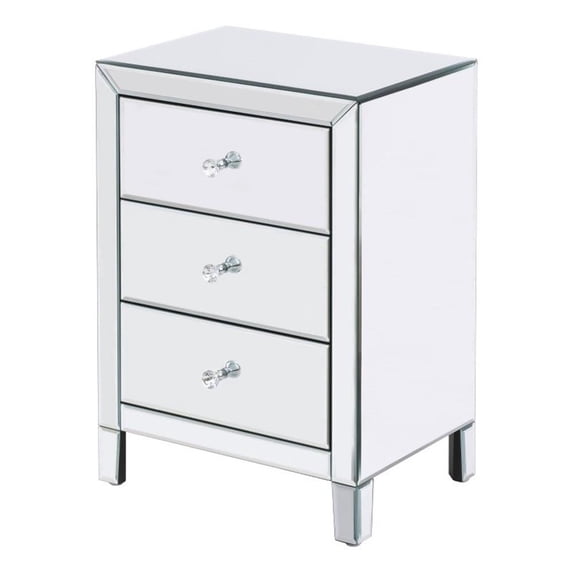 Better Home Products Mirrored Nightstand 3 Drawers Mirrored Bedside Table