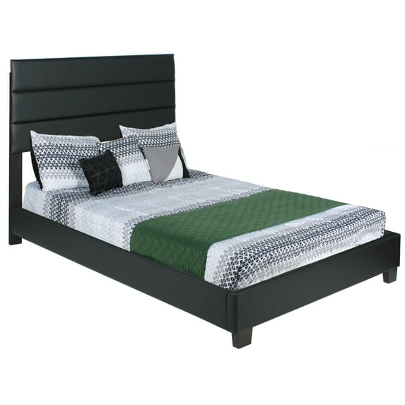 Better Home Products Napoli Faux Leather Upholstered Platform Bed Queen Black