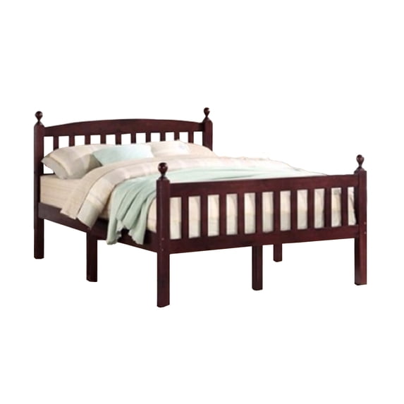 Better Home Products Paloma Solid Wood Pine Full Bed with Headboard in Mahogany