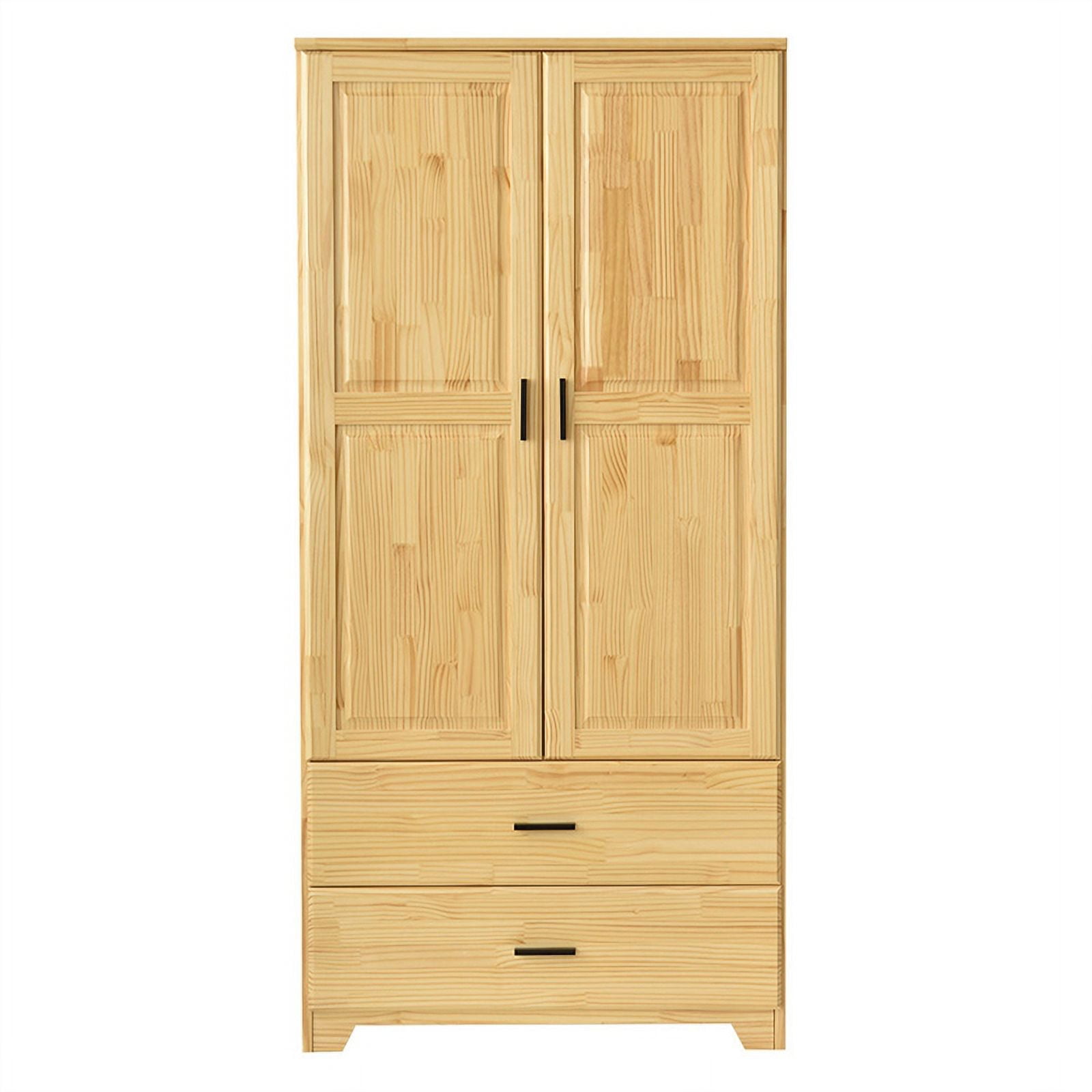 Better Home Products Pine Wood Closet with Raised Doors and 2Drawers