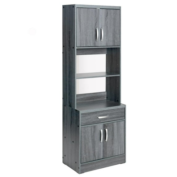 Better Home Products Shelby Tall Wooden Kitchen Pantry in Gray