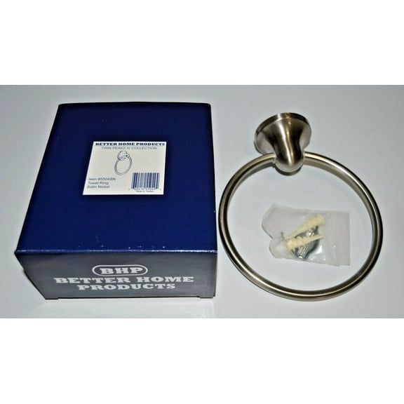 Better Home Products Twin Peaks Iv Collection 5504Sn Towel Ring Satin Nickel New