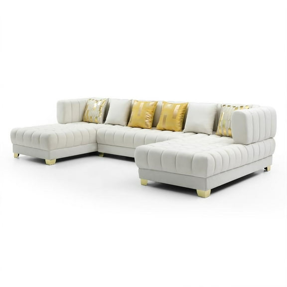 Better Home Products U-Shaped Double Chaise Sectional Sofa - 140" Large Couch with 6 Pillows