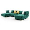 thumbnail image 1 of Marigold Green Velvet U-Shaped Double Chaise Sectional Sofa Gold or Silver Legs, 1 of 7