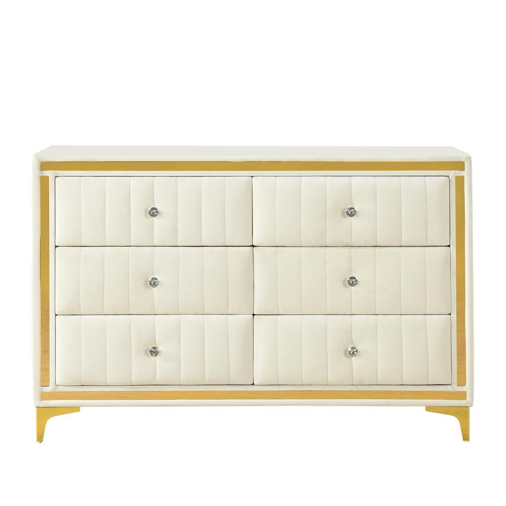 Better Home Products Velvet 6 Drawer Dresser with Gold Legs in Black -  Walmart.com