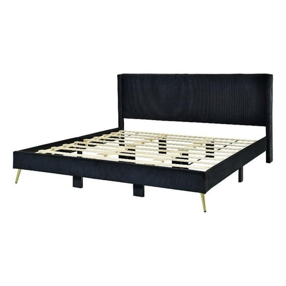Better Home Products Vita Solid Wood & Velvet Platform King Size Bed in Black