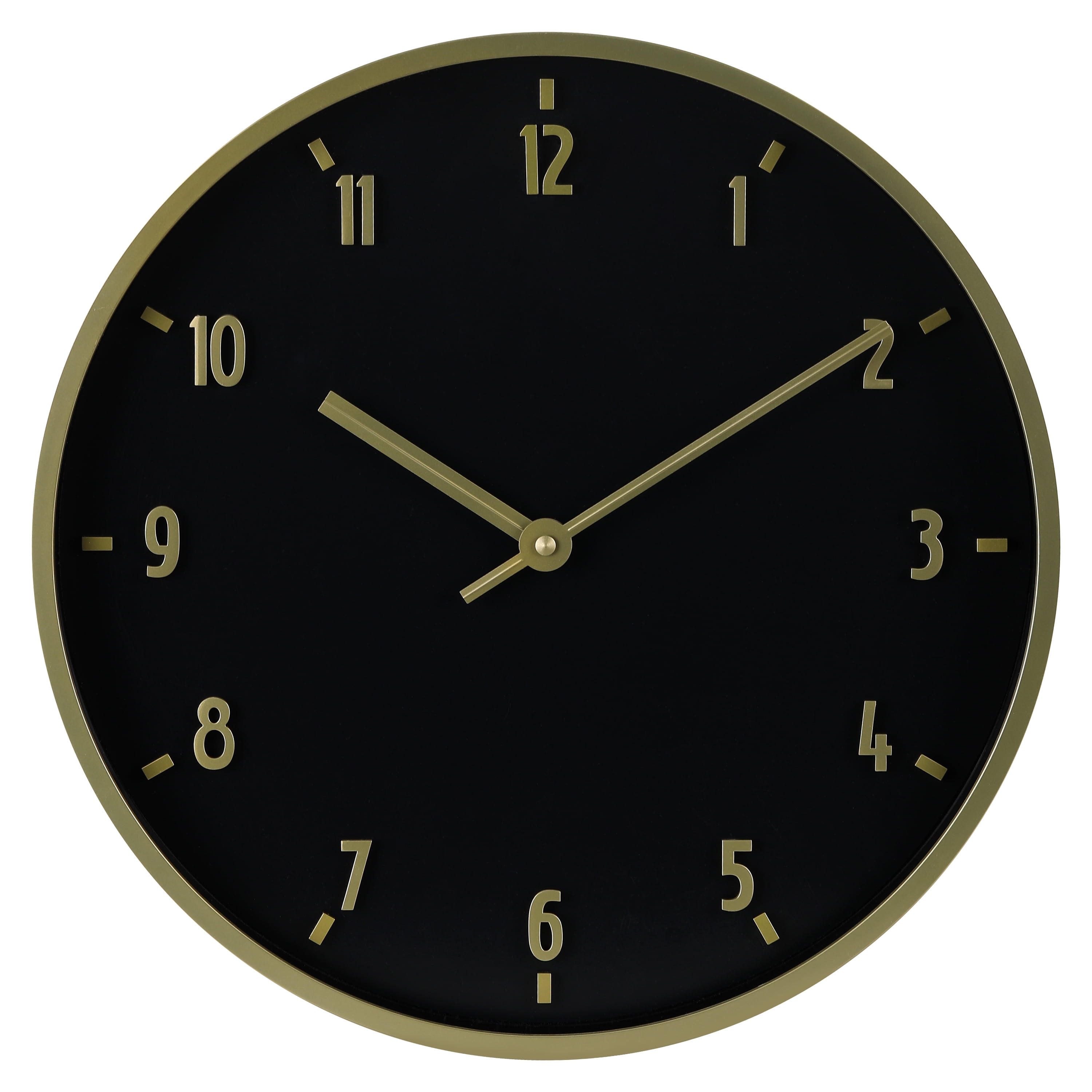 Better Homes & Garden 20" Round Indoor Black and Gold Analog Wall Clock