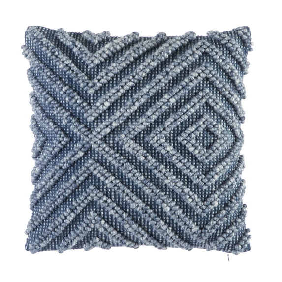 Better Homes & Garden 20" X 20" Heathered Loop Geo Cotton/Polyester Decorative Pillow, Washed Indigo (1 count)