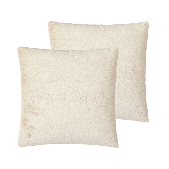 Better Homes & Garden 2pk Faux Tip Dyed Fur Decorative Pillows,  20" x 20" Beige