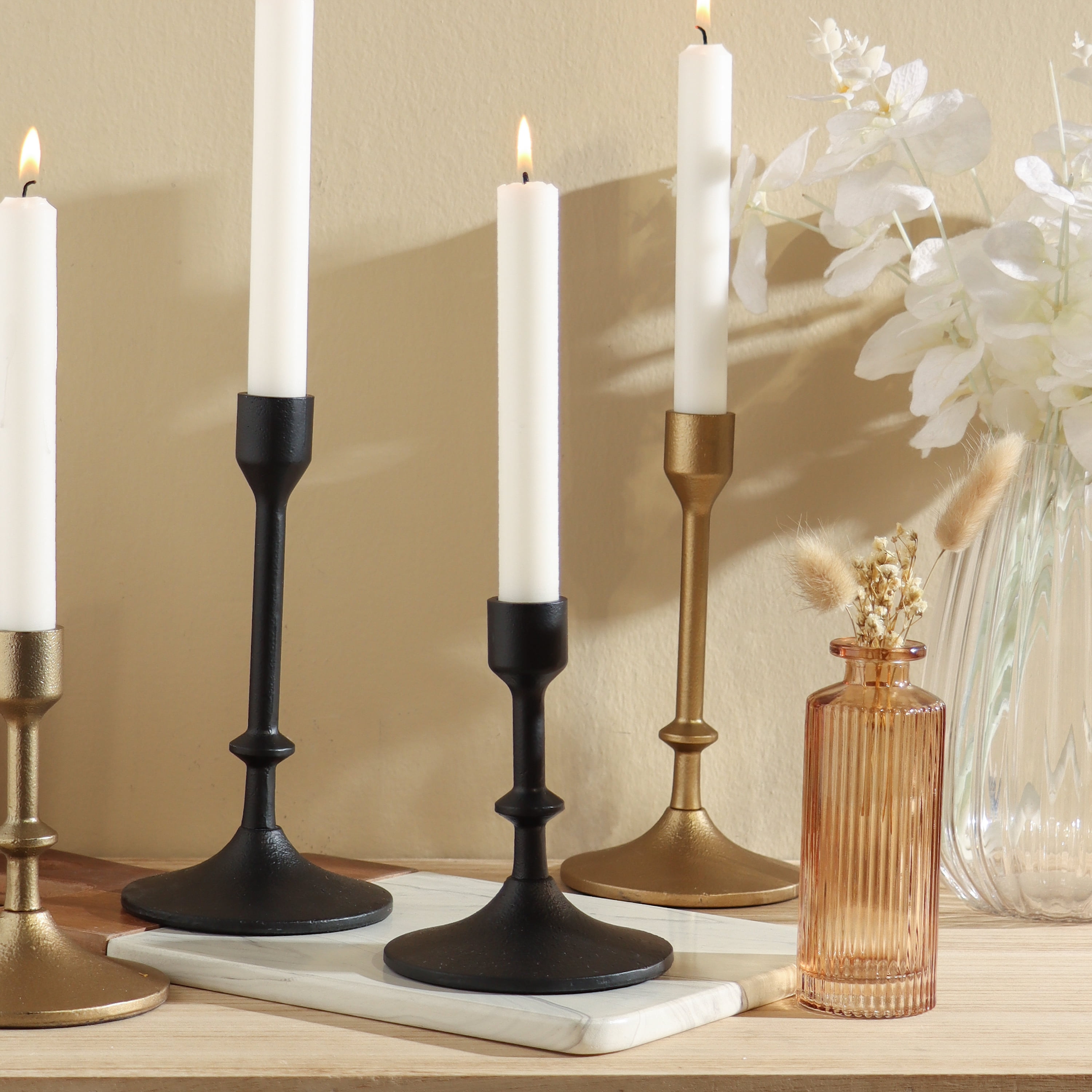 Better Homes & Gardens Black Cast Iron Metal Taper Candle Holder, 5.3", Medium