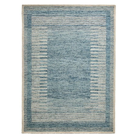 Better Homes & Gardens Blue Abstract Wool Blend Indoor Area Rug, 5' x 7'