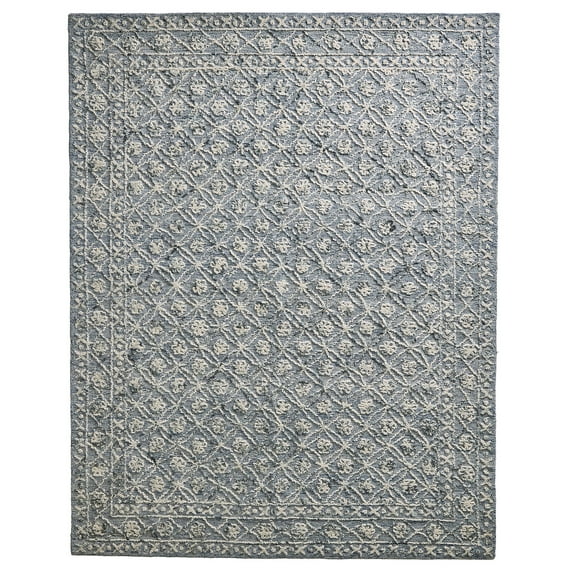 Better Homes & Gardens Blue/Silver Floral Trellis Indoor Area Rug, 8' x 10'