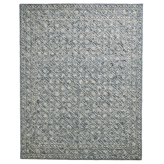 Better Homes & Gardens Blue/Silver Floral Trellis Indoor Area Rug, 8' x 10'