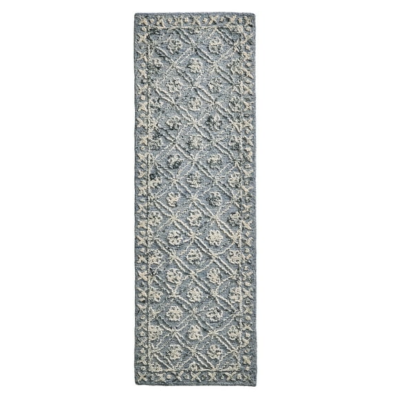 Better Homes & Gardens Blue/Silver Floral Trellis Indoor Runner Rug, 2.5' x 7'