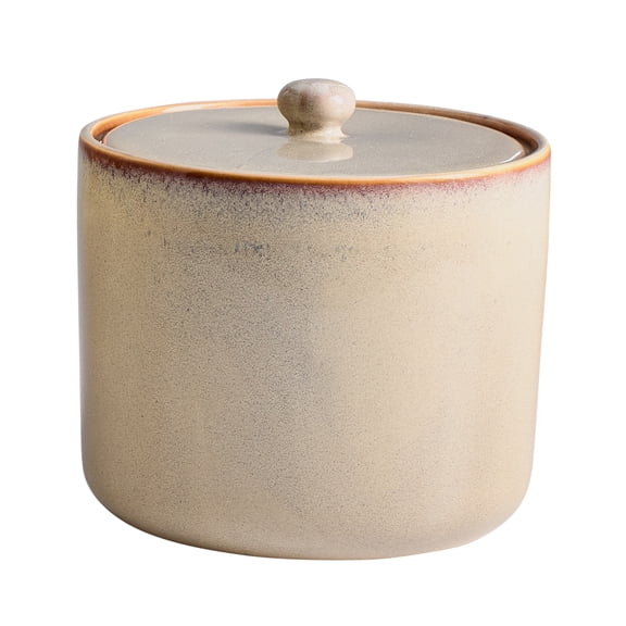 Better Homes & Gardens Small Ceramic Canister with Lid - Reactive Cream, 6.95 x 6.95 x 6.8 Inches
