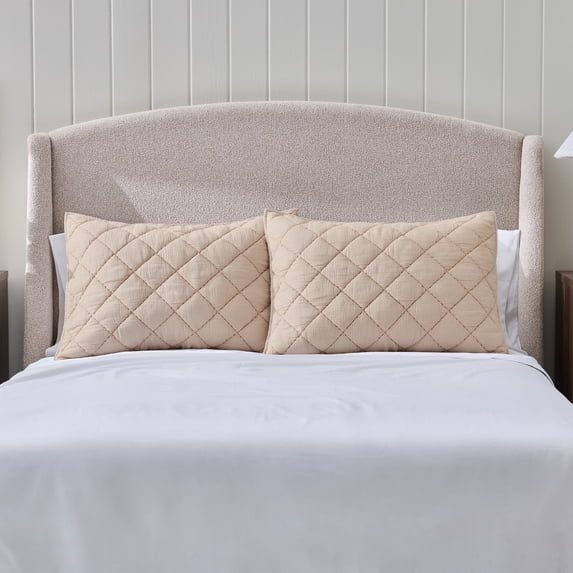 Better Homes & Garden Diamond Gauze Shams, Standard, Beige, 2 Pack