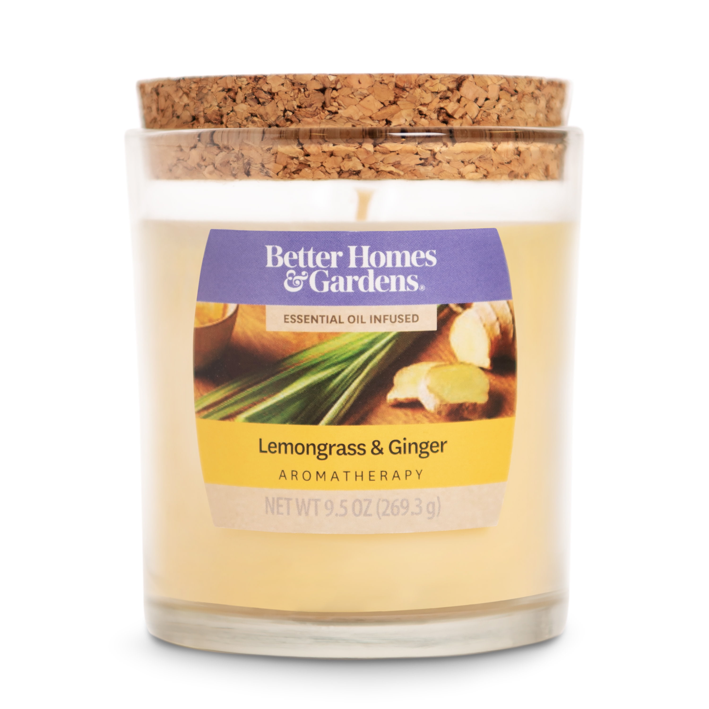 Better Homes & Garden Lemongrass & Ginger Aromatherapy 9.5oz Jar Candle,  Green 