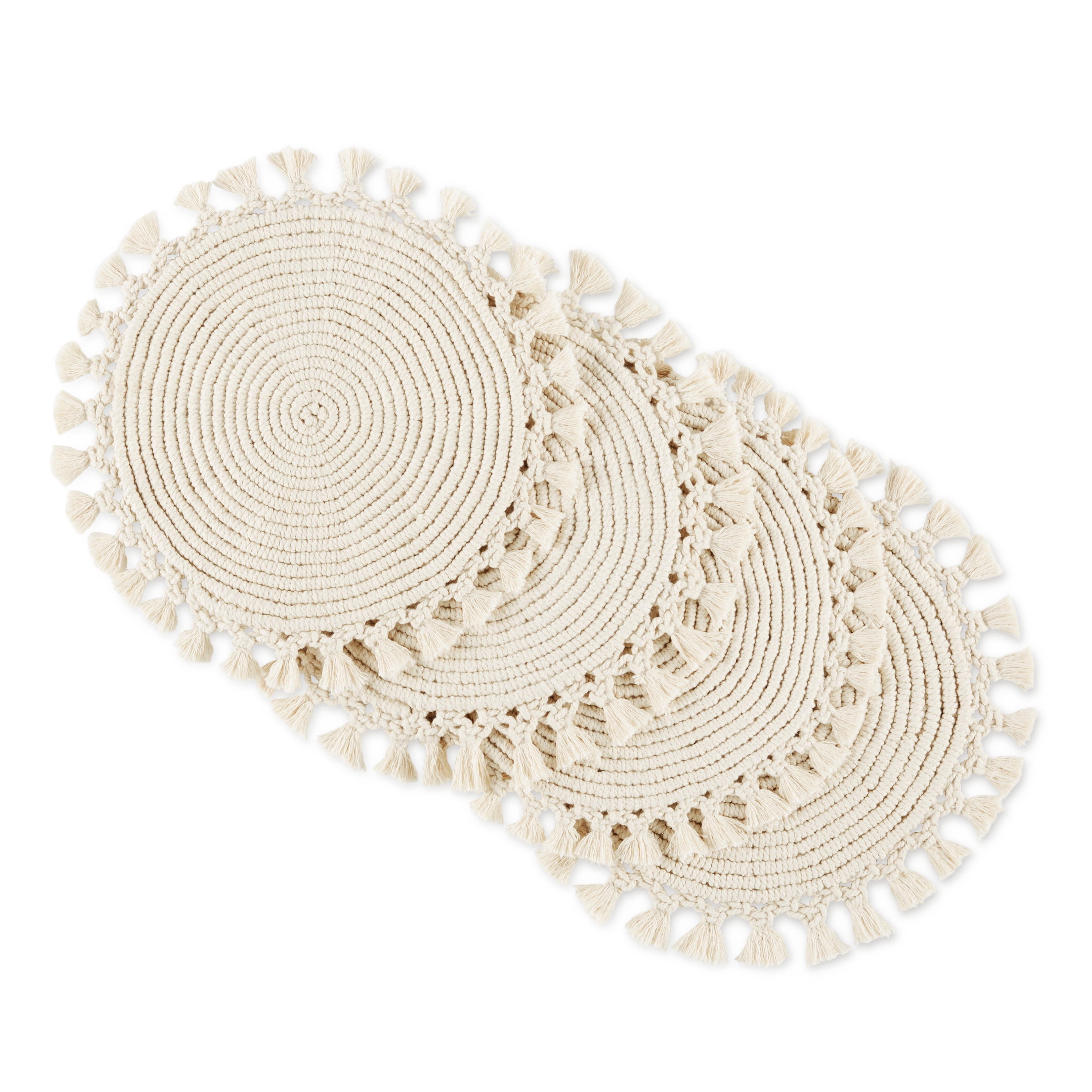 Better Homes & Garden Macrame Fabric Placemat Set, Natural, 4 Piece - Walmart.com