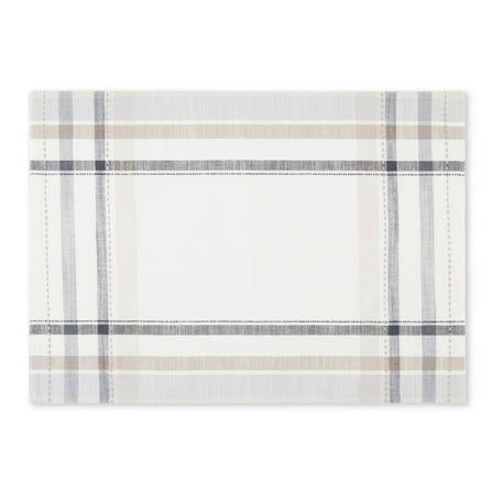 Better Homes & Garden Monday Plaid Fabric Placemat, Beige, 14"W x 20"L, 1 Piece