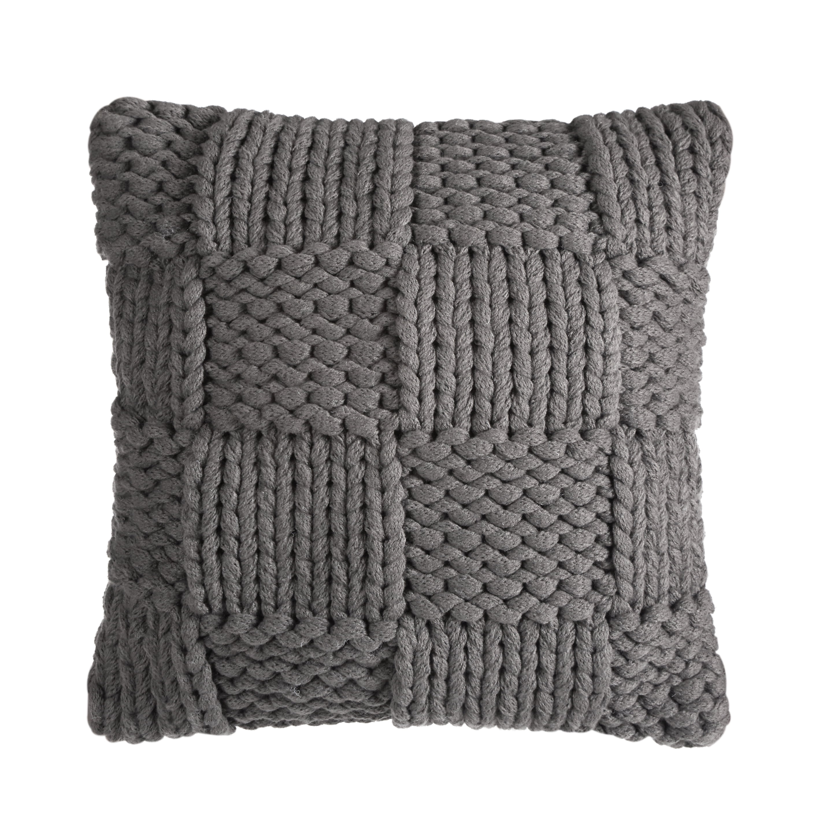 Better Homes & Garden Reversible Living Room Sweater Knit Pillow, 18 x 18 Inches, Gray