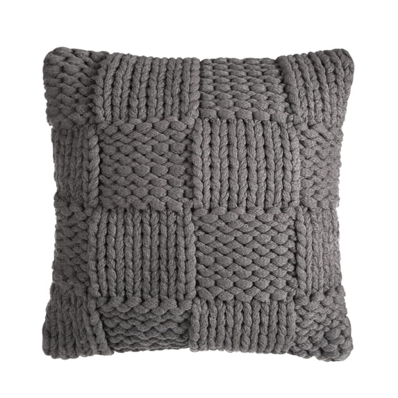 Better Homes & Garden Reversible Living Room Sweater Knit Pillow, 18 x 18 Inches, Gray