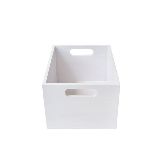 Better Homes & Garden Rubber Wood Storage Basket, White